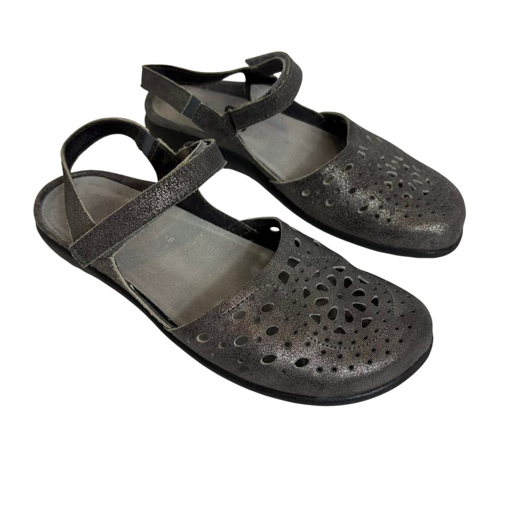 NAOT- Arataki Perforated Leather Hook-and-Loop Slingback Mary Jane Flats -Sz. 38